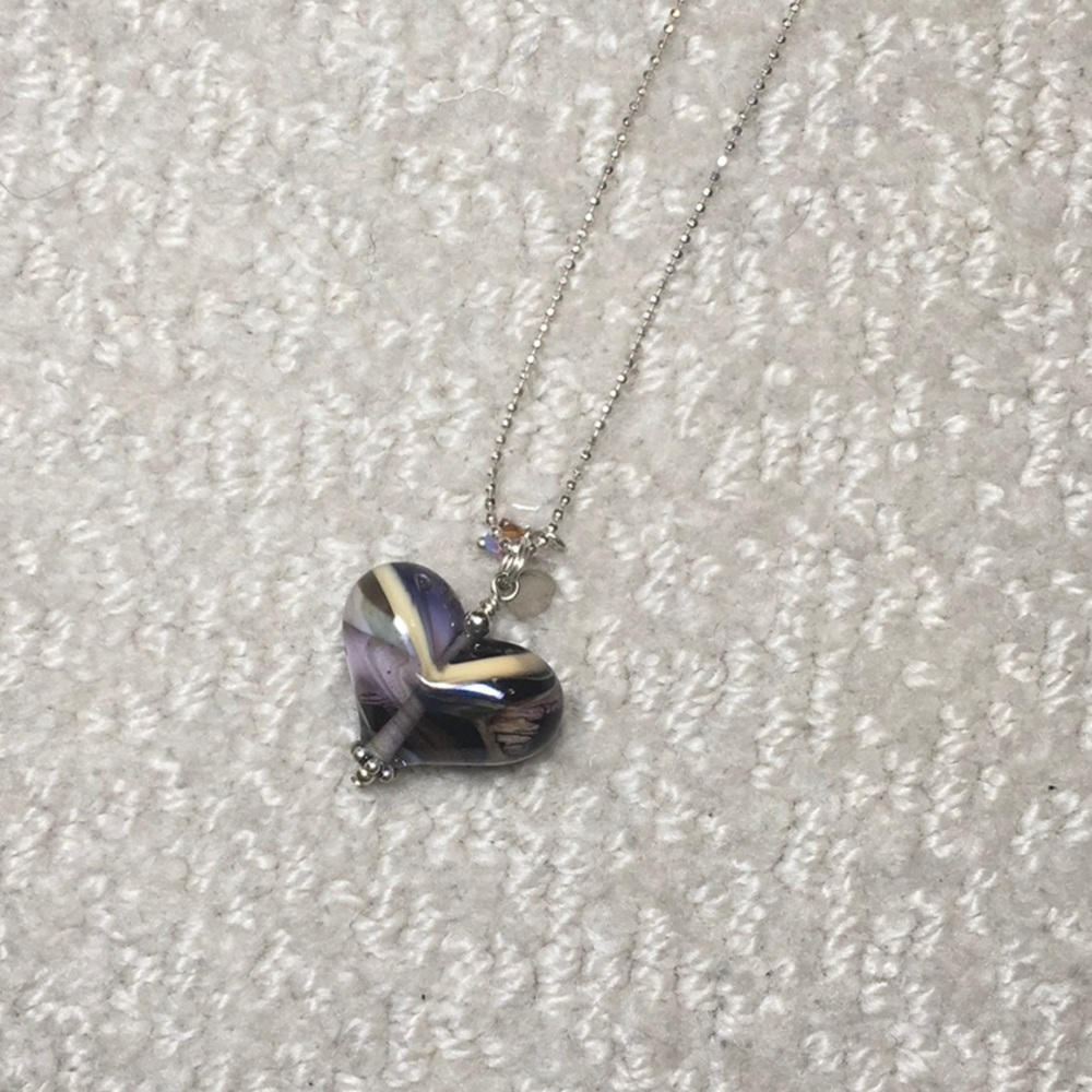 Handmade Blown Glass Heart Necklace